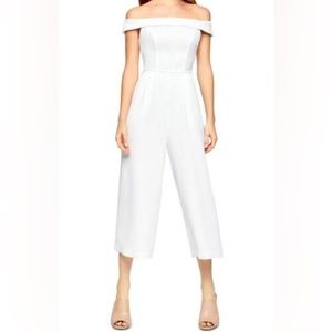 BCBG Generation white off the shoulder Jumpsuit